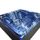 Hydrosan Garten-Whirlpool-Badewanne 746 Blaue Ozeanwelle Graue Holzabdeckung F21 230x230 cm