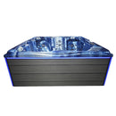 Hydrosan Garten-Whirlpool-Badewanne 746 Blaue Ozeanwelle Graue Holzabdeckung F21 230x230 cm