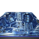 Hydrosan Garten-Whirlpool-Badewanne 746 Blaue Ozeanwelle Graue Holzabdeckung F21 230x230 cm