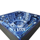 Hydrosan Garten-Whirlpool-Badewanne 746 Blaue Ozeanwelle Graue Holzabdeckung F21 230x230 cm