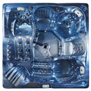 Hydrosan Garten-Whirlpool-Badewanne 746 Blaue Ozeanwelle Graue Holzabdeckung F21 230x230 cm