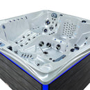 Hydrosan Garten-Whirlpool-Badewanne Spa746 Weiß-Perlgraue Holzverkleidung F22 230x230 cm