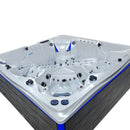 Hydrosan Garten-Whirlpool-Badewanne Spa746 Weiß-Perlgraue Holzverkleidung F22 230x230 cm