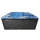 Hydrosan Garten-Whirlpool-Badewanne 747 Blaue Ozeanwelle Graue Holzabdeckung F22 210x210 cm