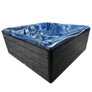 Hydrosan Garten-Whirlpool-Badewanne 747 Blaue Ozeanwelle Graue Holzabdeckung F22 210x210 cm