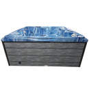 Hydrosan Garten-Whirlpool-Badewanne 747 Blaue Ozeanwelle Graue Holzabdeckung F22 210x210 cm