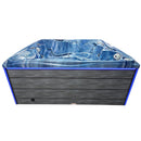 Hydrosan Garten-Whirlpool-Badewanne 747 Blaue Ozeanwelle Graue Holzabdeckung F22 210x210 cm