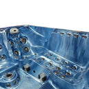 Hydrosan Garten-Whirlpool-Badewanne 747 Blaue Ozeanwelle Graue Holzabdeckung F22 210x210 cm