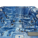 Hydrosan Garten-Whirlpool-Badewanne 747 Blaue Ozeanwelle Graue Holzabdeckung F22 210x210 cm