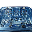 Hydrosan Garten-Whirlpool-Badewanne 747 Blaue Ozeanwelle Graue Holzabdeckung F22 210x210 cm
