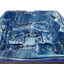 Hydrosan Garten-Whirlpool-Badewanne 747 Blaue Ozeanwelle Graue Holzabdeckung F22 210x210 cm