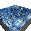 Hydrosan Garten-Whirlpool-Badewanne 747 Blaue Ozeanwelle Graue Holzabdeckung F22 210x210 cm