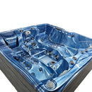 Hydrosan Garten-Whirlpool-Badewanne 747 Blaue Ozeanwelle Graue Holzabdeckung F22 210x210 cm
