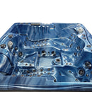 Hydrosan Garten-Whirlpool-Badewanne 747 Blaue Ozeanwelle Graue Holzabdeckung F22 210x210 cm