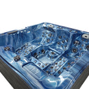 Hydrosan Garten-Whirlpool-Badewanne 747 Blaue Ozeanwelle Graue Holzabdeckung F22 210x210 cm