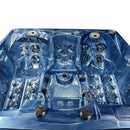Hydrosan Garten-Whirlpool-Badewanne 747 Blaue Ozeanwelle Graue Holzabdeckung F22 210x210 cm