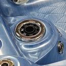Hydrosan Garten-Whirlpool-Badewanne 747 Blaue Ozeanwelle Graue Holzabdeckung F22 210x210 cm