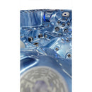 Hydrosan Garten-Whirlpool-Badewanne 747 Blaue Ozeanwelle Graue Holzabdeckung F22 210x210 cm