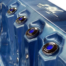 Hydrosan Garten-Whirlpool-Badewanne 747 Blaue Ozeanwelle Graue Holzabdeckung F22 210x210 cm