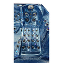 Hydrosan Garten-Whirlpool-Badewanne 747 Blaue Ozeanwelle Graue Holzabdeckung F22 210x210 cm