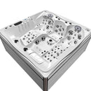 Hydrosan Garten-Whirlpool-Badewanne Spa747 Weiß-Perlgraue Holzverkleidung F27 210x210 cm