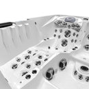Hydrosan Garten-Whirlpool-Badewanne Spa747 Weiß-Perlgraue Holzverkleidung F27 210x210 cm