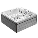 Hydrosan Garten-Whirlpool-Badewanne Spa747 Weiß-Perlgraue Holzverkleidung F27 210x210 cm