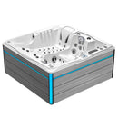 Hydrosan Garten-Whirlpool-Badewanne Spa747 Weiß-Perlgraue Holzverkleidung F27 210x210 cm