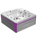 Hydrosan Garten-Whirlpool-Badewanne Spa747 Weiß-Perlgraue Holzverkleidung F27 210x210 cm