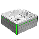 Hydrosan Garten-Whirlpool-Badewanne Spa747 Weiß-Perlgraue Holzverkleidung F27 210x210 cm