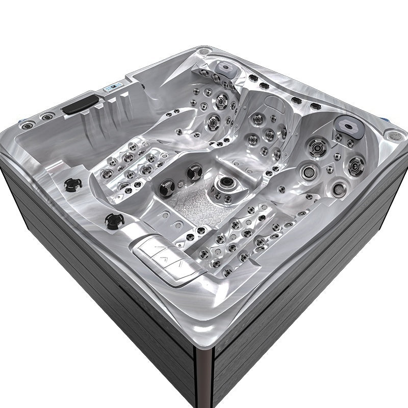 Hydrosan GARDEN JACUZZI BADEWANNE SPA747 CAPPUCCINO GRAU HOLZGEHÄUSE F24 210X210 CM