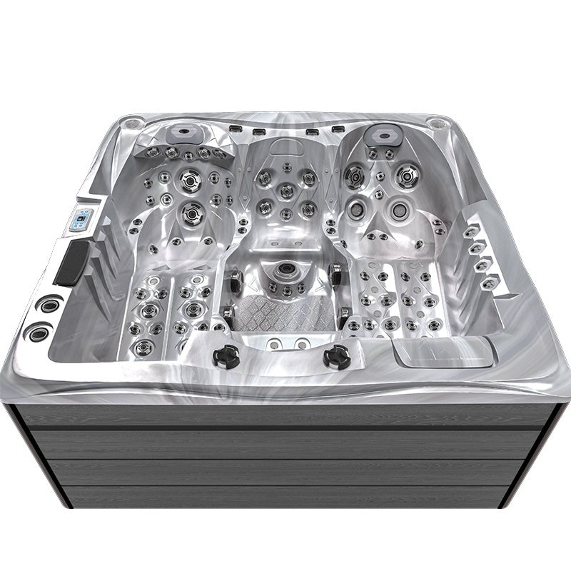 Hydrosan GARDEN JACUZZI BADEWANNE SPA747 CAPPUCCINO GRAU HOLZGEHÄUSE F24 210X210 CM