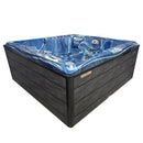 Hydrosan Garten-Whirlpool-Badewanne 747 Blaue Ozeanwelle Graue Holzabdeckung F22 210x210 cm