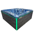 Hydrosan Garten-Whirlpool-Badewanne 747 Blaue Ozeanwelle Graue Holzabdeckung F22 210x210 cm