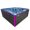 Hydrosan Garten-Whirlpool-Badewanne 747 Blaue Ozeanwelle Graue Holzabdeckung F22 210x210 cm