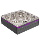 Hydrosan Garten-Whirlpool-Badewanne SPA748 Cappuccino-Grau Holzverkleidung F24 230x230 cm