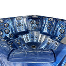 Hydrosan Garten-Whirlpool-Badewanne 748 Blaue Ozeanwelle Graue Holzabdeckung F24 230x230 cm