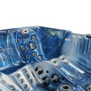 Hydrosan Garten-Whirlpool-Badewanne 748 Blaue Ozeanwelle Graue Holzabdeckung F24 230x230 cm
