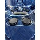 Hydrosan Garten-Whirlpool-Badewanne 748 Blaue Ozeanwelle Graue Holzabdeckung F24 230x230 cm
