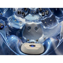 Hydrosan Garten-Whirlpool-Badewanne 748 Blaue Ozeanwelle Graue Holzabdeckung F24 230x230 cm