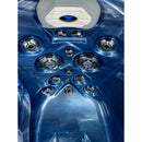 Hydrosan Garten-Whirlpool-Badewanne 748 Blaue Ozeanwelle Graue Holzabdeckung F24 230x230 cm