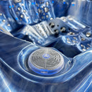 Hydrosan Garten-Whirlpool-Badewanne 748 Blaue Ozeanwelle Graue Holzabdeckung F24 230x230 cm