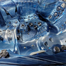 Hydrosan Garten-Whirlpool-Badewanne 748 Blaue Ozeanwelle Graue Holzabdeckung F24 230x230 cm