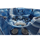 Hydrosan Garten-Whirlpool-Badewanne 748 Blaue Ozeanwelle Graue Holzabdeckung F24 230x230 cm
