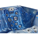 Hydrosan Garten-Whirlpool-Badewanne 748 Blaue Ozeanwelle Graue Holzabdeckung F24 230x230 cm