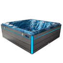 Hydrosan Garten-Whirlpool-Badewanne 748 Blaue Ozeanwelle Graue Holzabdeckung F24 230x230 cm
