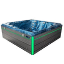 Hydrosan Garten-Whirlpool-Badewanne 748 Blaue Ozeanwelle Graue Holzabdeckung F24 230x230 cm