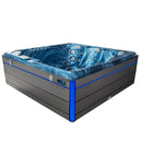 Hydrosan Garten-Whirlpool-Badewanne 748 Blaue Ozeanwelle Graue Holzabdeckung F24 230x230 cm