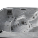Hydrosan Garten-Whirlpool-Badewanne SPA751, Gehäuse aus weißem Marmor und Anthrazit, 210 x 210 cm