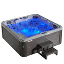 Hydrosan Garten-Whirlpool-Badewanne SPA751, Weißmarmor, Graues Gehäuse, 210 x 210 cm